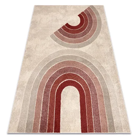FUSION 0807 Geometric Rug - modern design in cream and burgundy tones for stylish interiors