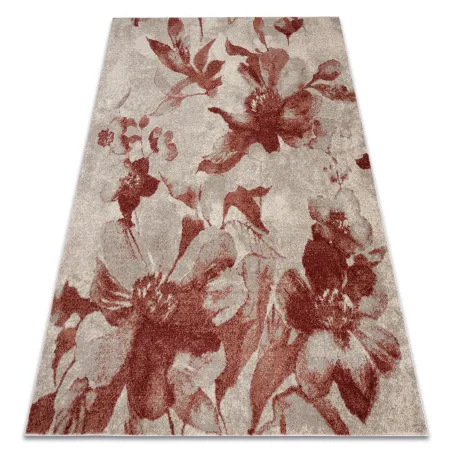FUSION 8259 floral rug in cream and burgundy, modern design