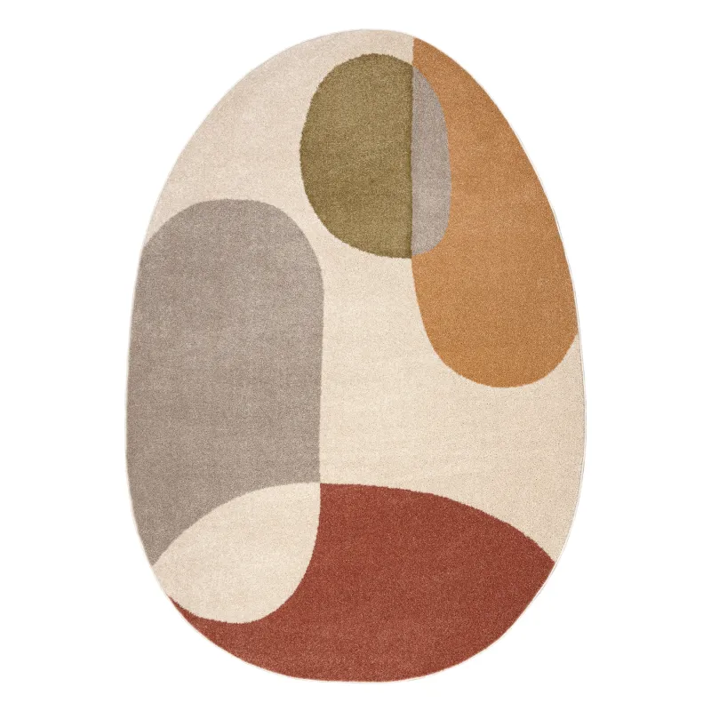 FUSION 5706 geometric rug in cream and terracotta, modern design