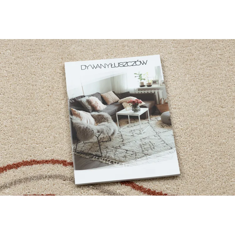 Stylish cream and terracotta rug, modern abstract design