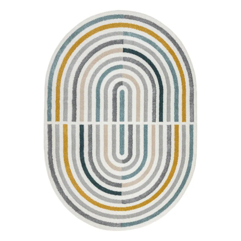 FUSION 5711 geometric rug in white and dark green, modern design for contemporary spaces
