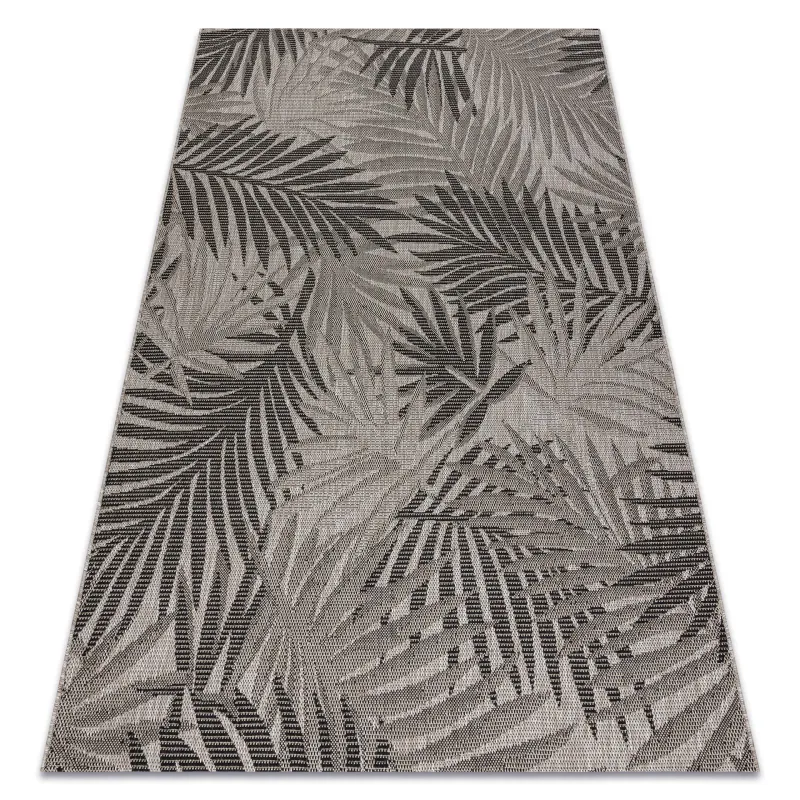 FLOORLUX 20504 Leaves sisal rug in silver and black color