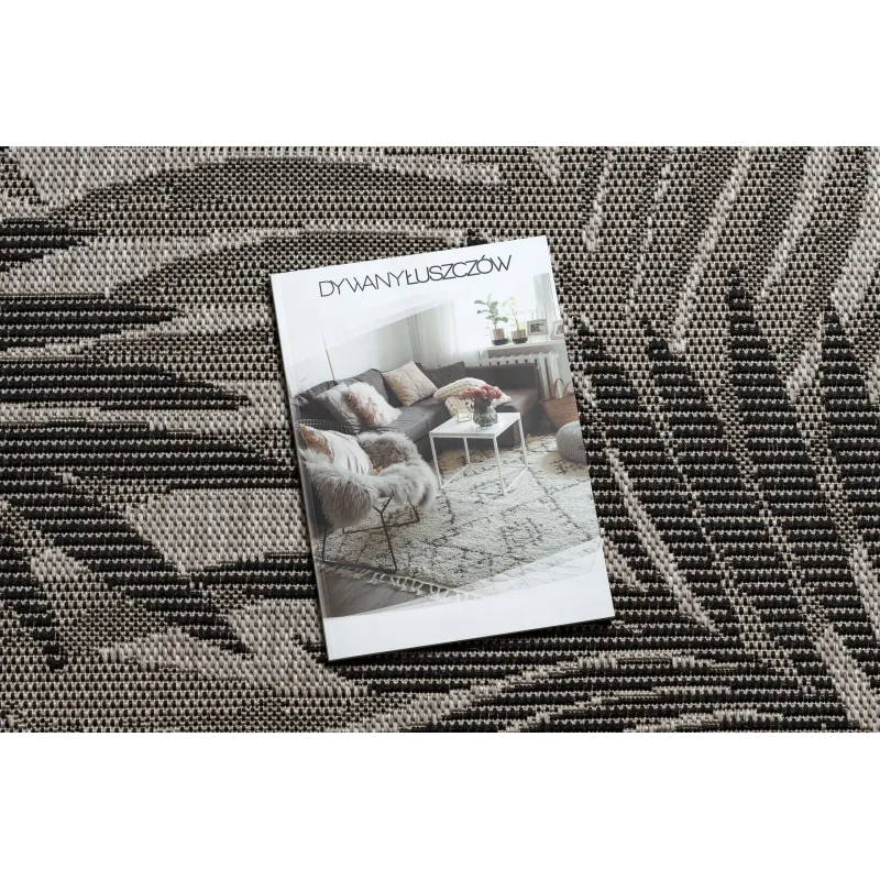 Silver and black FLOORLUX 20504 sisal rug with jungle design