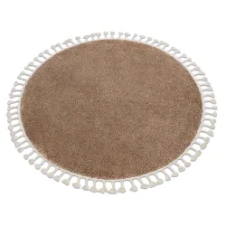 BERBER 9000 Round Rug Beige Berber Fringe Moroccan Shaggy