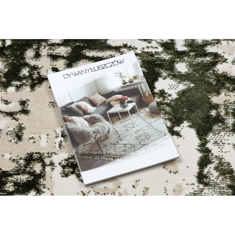 Chic rug in green and beige, perfect for modern home decor