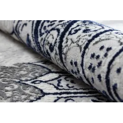 Chic light grey and navy rug for bedroom, ALLURE 5715