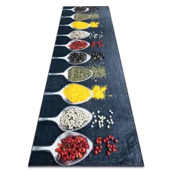 Washable rug ANDRE 42760 Spoons, kitchen spices, non-slip - gray / green