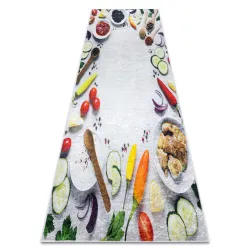 Washable rug ANDRE 33580 Spices, vegetables for kitchen, anti-slip - silver / green
