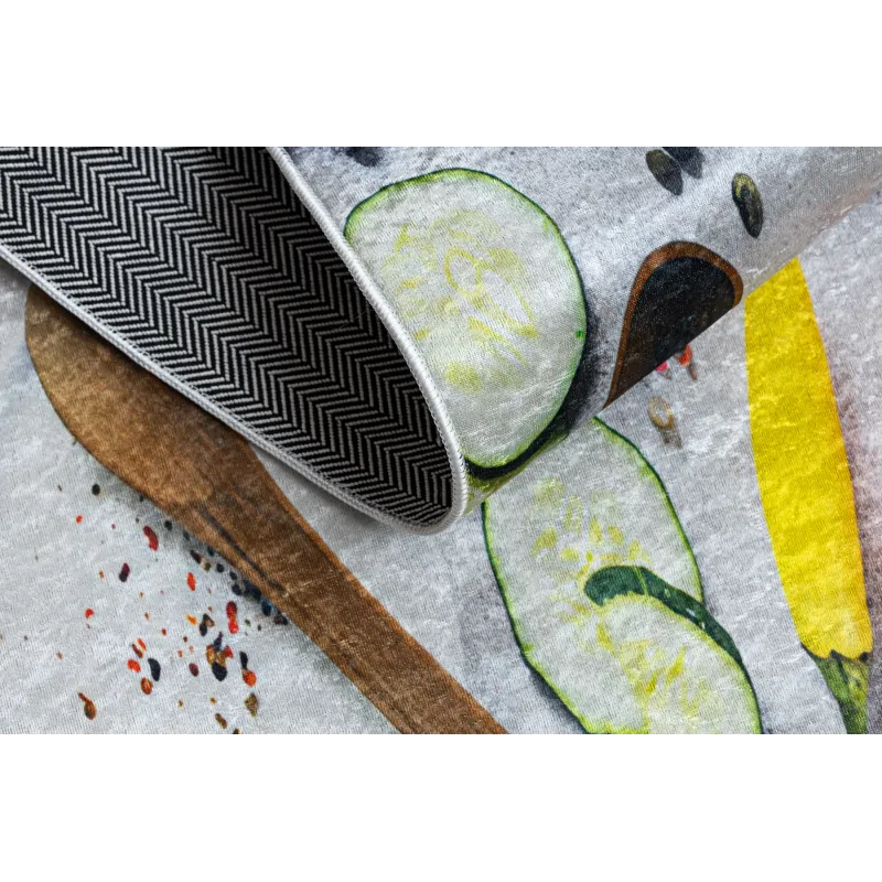 ANDRE Washable Kitchen Rug Silver Green