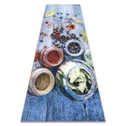 Washable rug ANDRE 33550 Spices for kitchen, anti-slip - blue / green