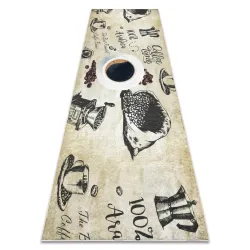 Washable rug ANDRE 2835 Coffee, for kitchen, anti-slip - green / brown