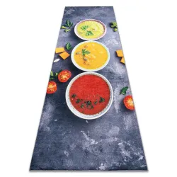 Washable rug ANDRE 33290 Sauces, for kitchen, anti-slip - gray / yellow
