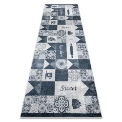 Washable rug ANDRE 44211 Lisbon tiles, for kitchen, non-slip - gray / silver