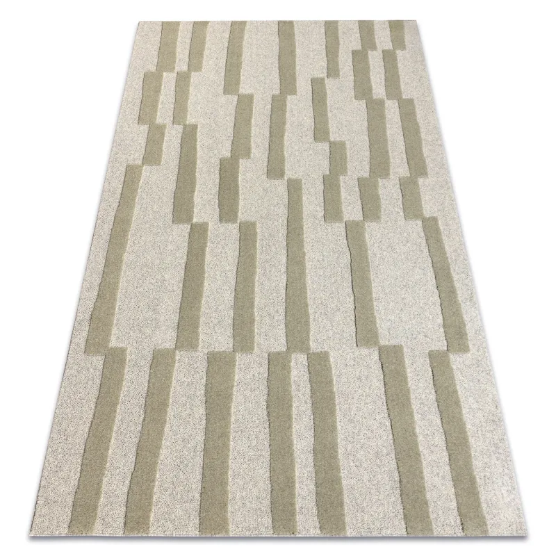 Geometric wool rug in grey and green for contemporary interiors