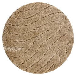 SUPREME bathroom rug round WAVES waves, non-slip, soft - beige