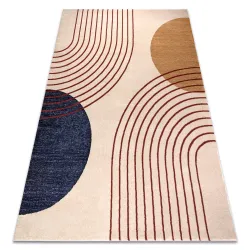 FUSION Geometric Rug Beige Burgundy