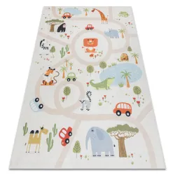 Washable Rug BAMBINO 1165 Zoo, for children, non-slip beige - 2ND GRADE