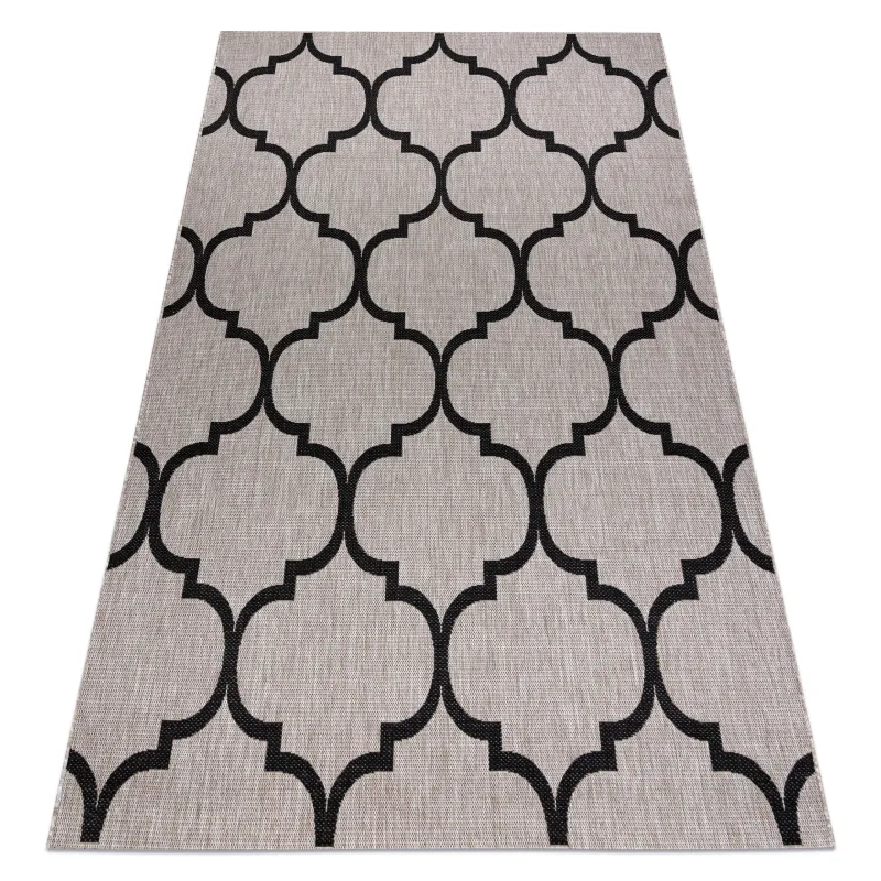 Sisal rope rug in grey and black, Moroccan clover design, second choice