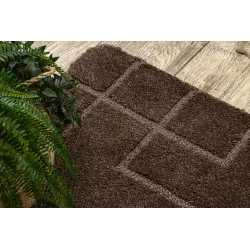 SUPREME LINES Geometric Bathroom Rug Brown