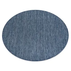 Rug CORD SISAL SION round A5165A Melange flat weave navy dark blue