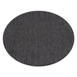 SION Rope Sisal Rug Round A5165A Melange Flat Weave Black
