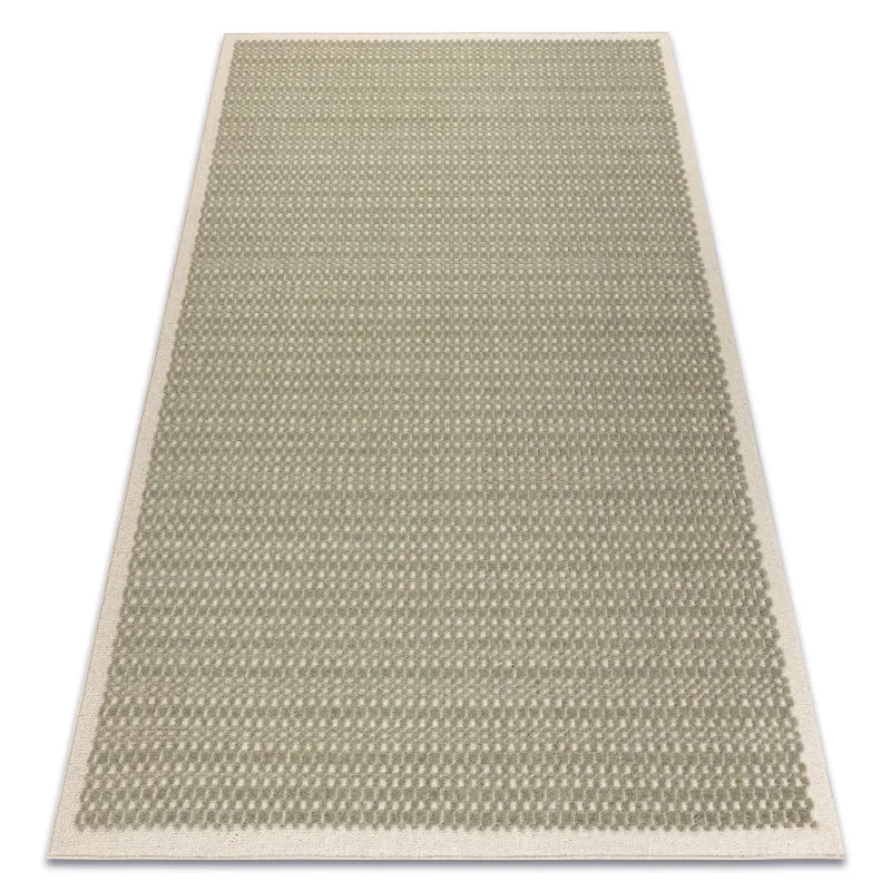 FLUX wool rug in geometric green and beige design, perfect for modern living spaces