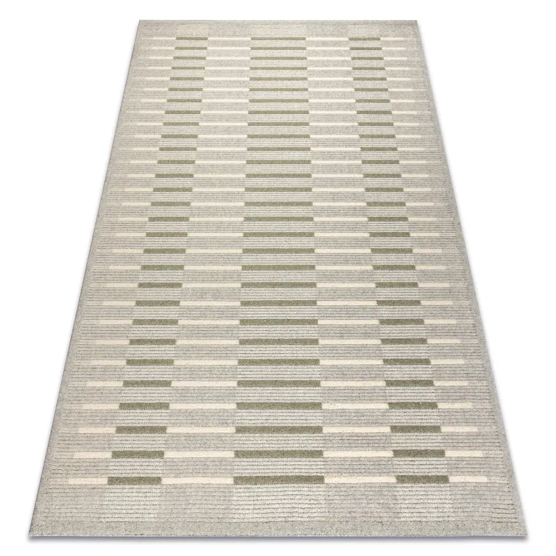 FLUX Wool Rug 461.124.SA400 in grey and green geometric design