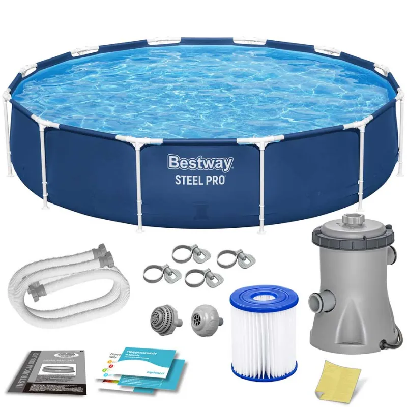Garden frame pool 366 x 76 cm 7-in-1 set for summer fun