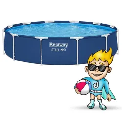 Blue frame pool 366 x 76 cm for outdoor relaxation