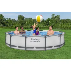 Blue garden pool, perfect for summer relaxation in your backyard