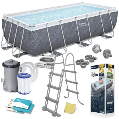 Bestway 404 x 201 x 100 cm garden frame pool 11-in-1 56721 with durable frame