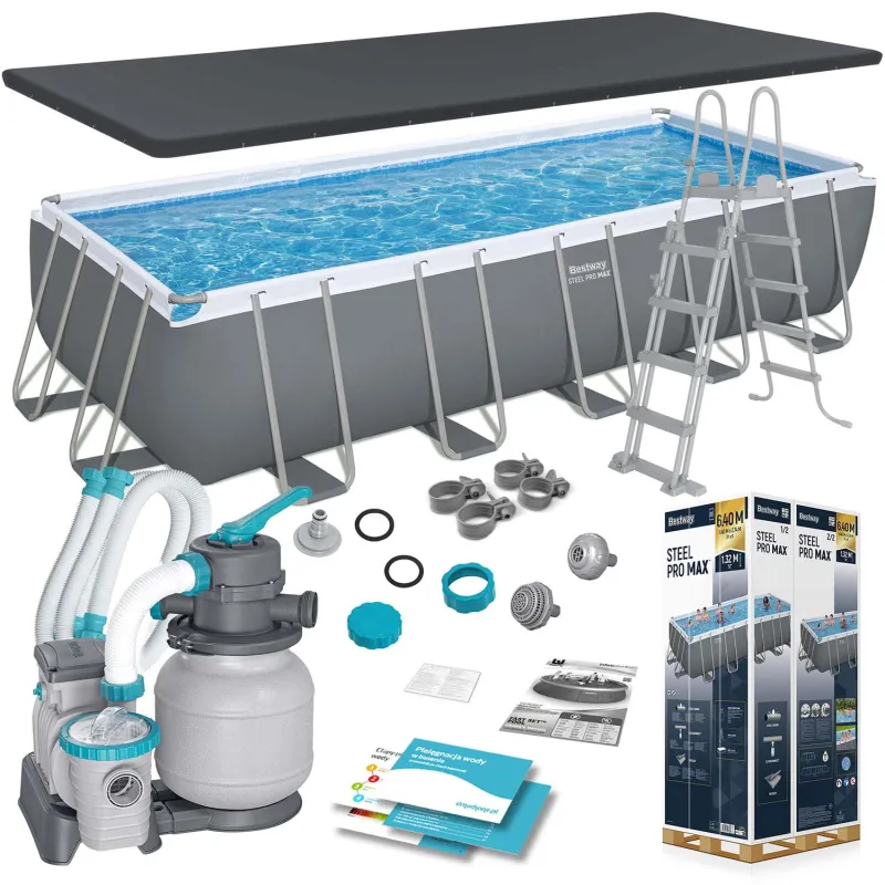 6-in-1 frame pool 640 x 274 x 132 cm, durable PVC for outdoor use