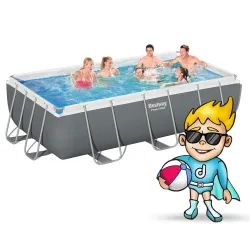 Garden pool frame 404 x 201 x 100 cm 18in1, stylish blue for outdoor use