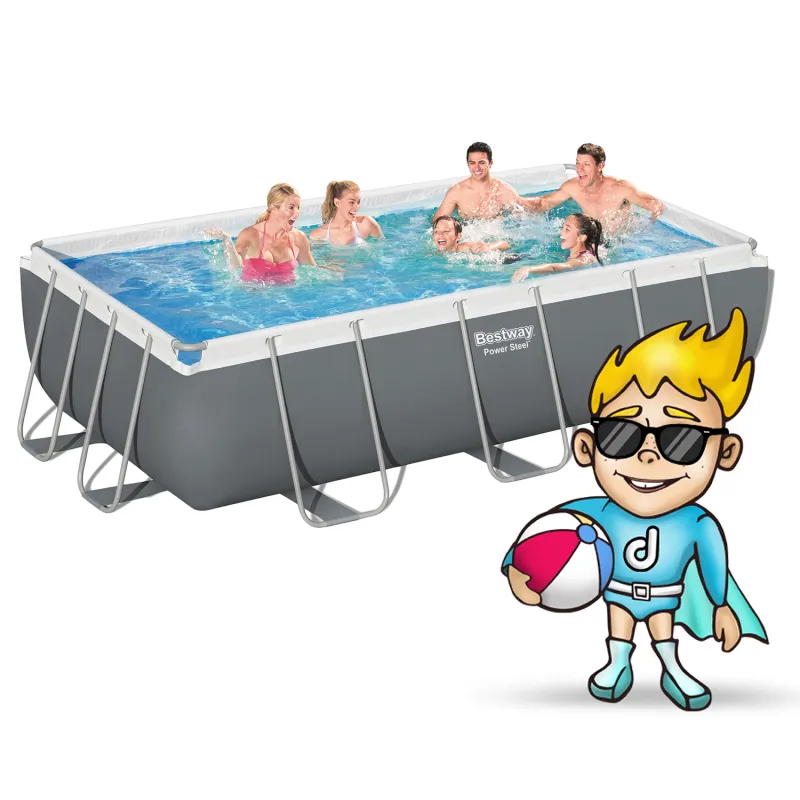 Garden pool frame 404 x 201 x 100 cm 18in1, stylish blue for outdoor use