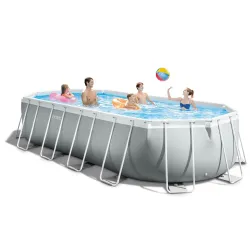 Blue garden frame pool, spacious and durable for summer relaxation