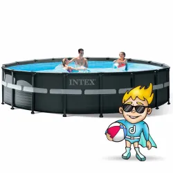 Garden frame pool 549 x 132 cm 18in1, stylish blue for outdoor enjoyment