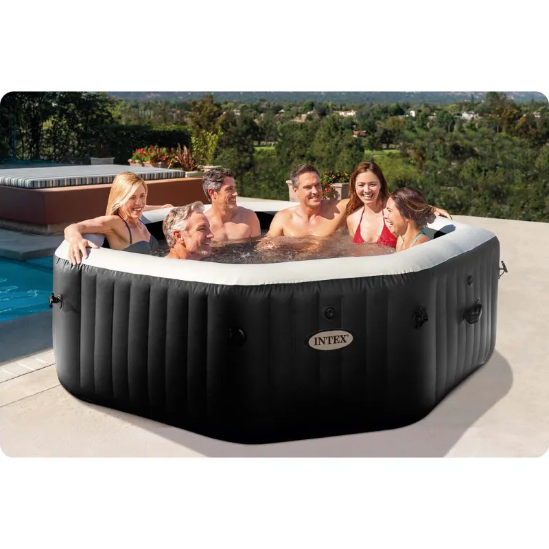 Stylish inflatable spa with hydromassage, perfect for your garden