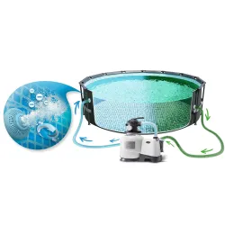 Stylish garden frame pool 732 x 132 cm, functional for outdoor enjoyment