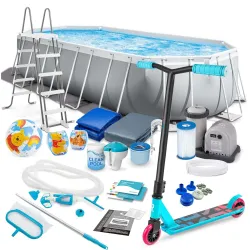 Garden Frame Pool 610 x 305 x 122 cm 21in1 set INTEX 26798 + scooter FREE