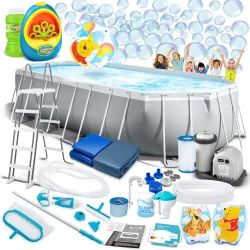 Garden Frame Pool 610 x 305 x 122 cm 21-in-1 INTEX 26798 + Bubble Machine FREE