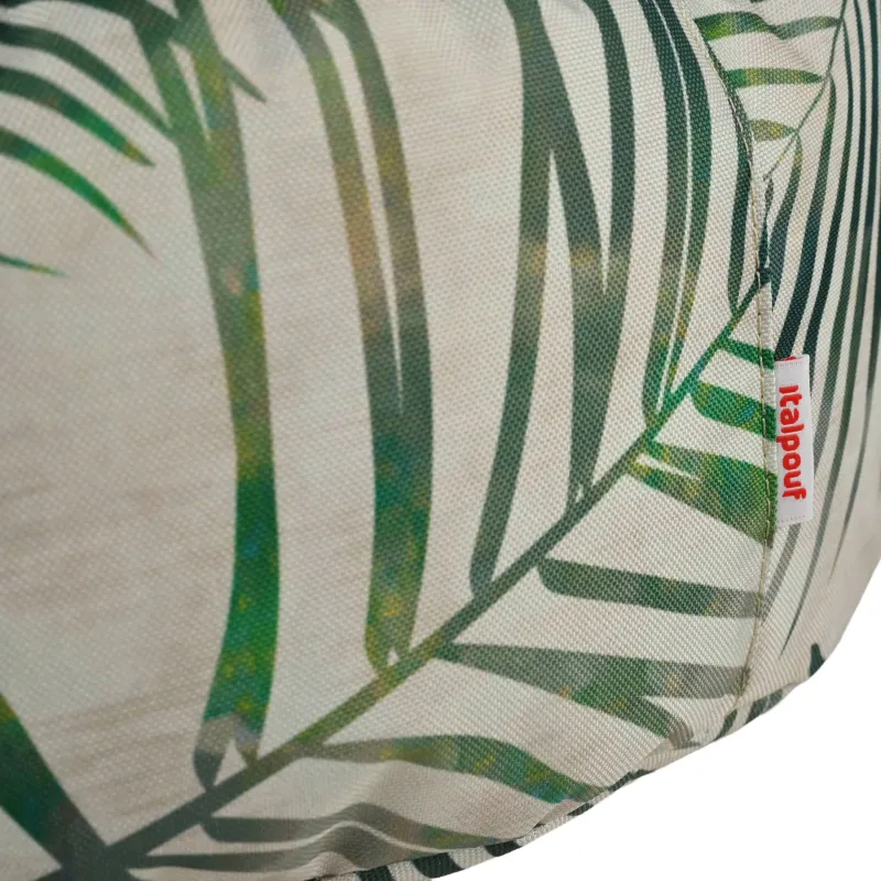 White nylon pouf footstool for outdoor settings