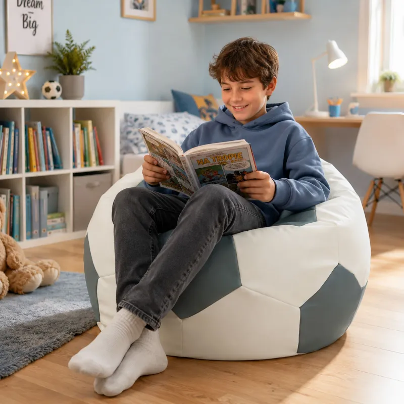 Football Bean Bag Chair XL for Kids - Faux Leather