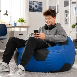 Football Bean Bag Chair XL for Kids - Faux Leather