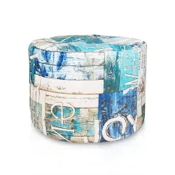 Round Cylinder Pouffe - Premium Printed Fabric