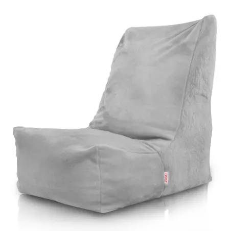 Gray Yeti bean bag chair with soft faux fur for adults