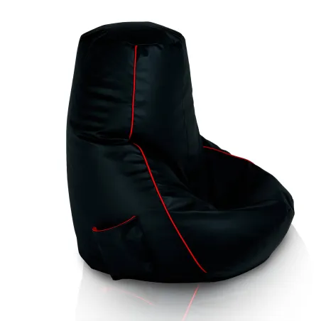 Stylish black gaming bean bag with eco-friendly leather cover for gaming sessions