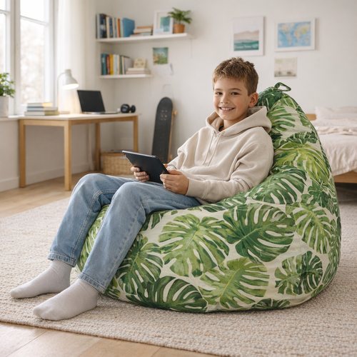 Premium patterned bean bags and pouffes